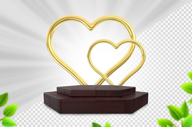 Wooden podium gold heart