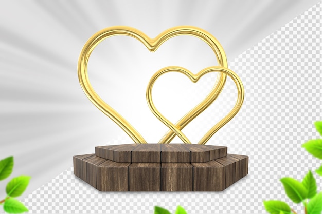 Wooden podium gold heart