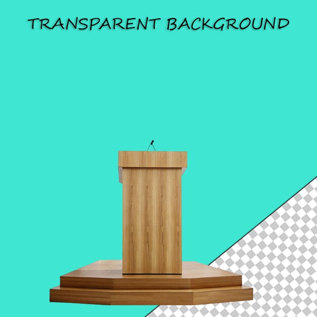 PSD wooden podium or pulpit with microphone