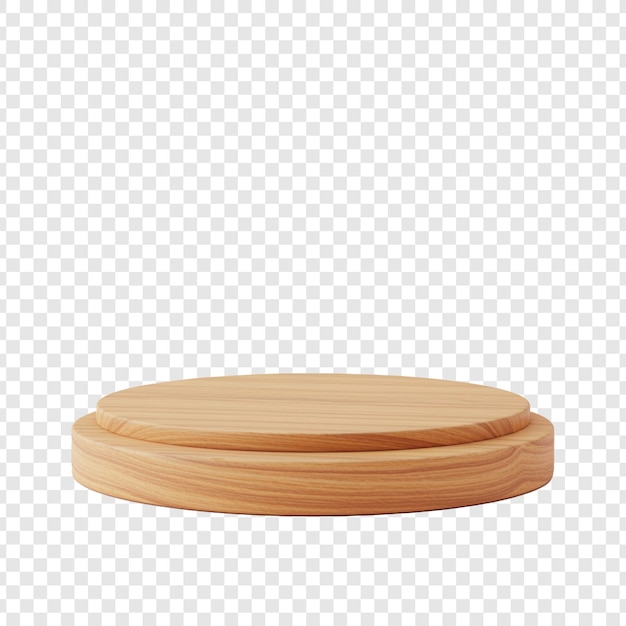 wooden podium stage for product display on transparent background