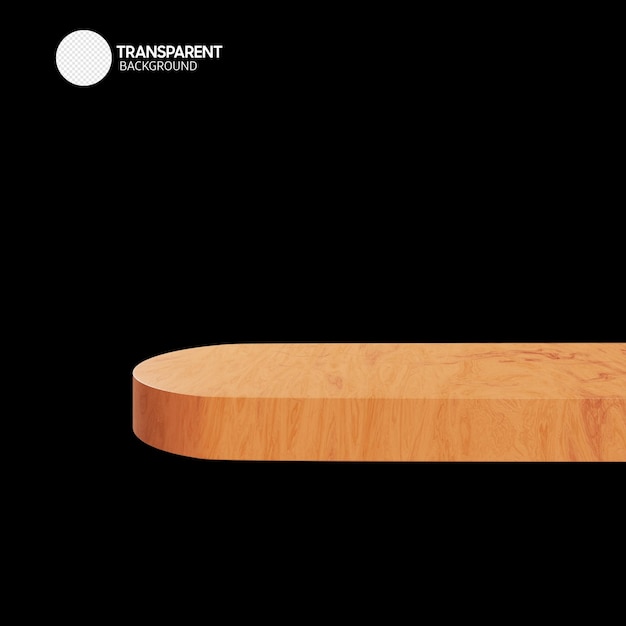 A wooden podium with a white circle and the word transparent on it