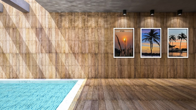 PSD wooden and pool