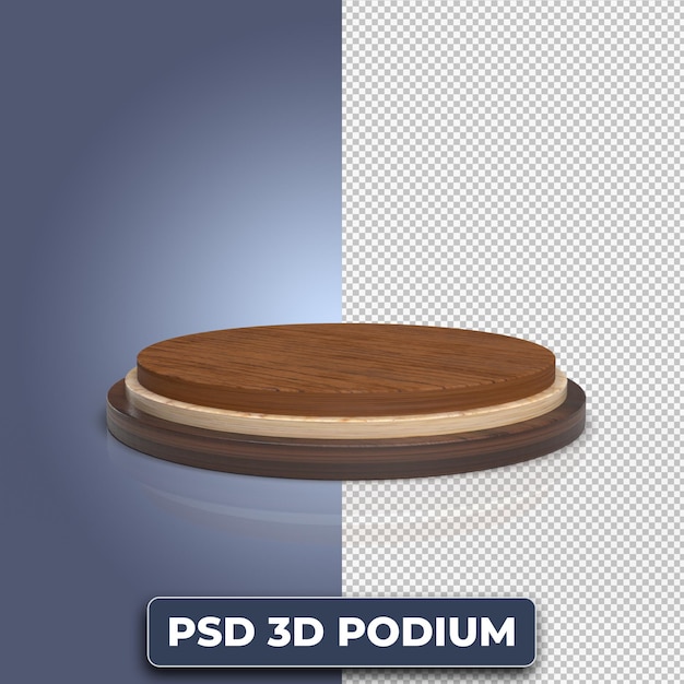 Wooden product presentation podium pedestal isolated on transparent background