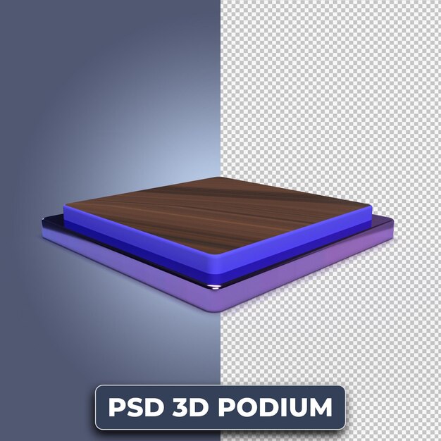 Wooden product presentation podium pedestal isolated on transparent background