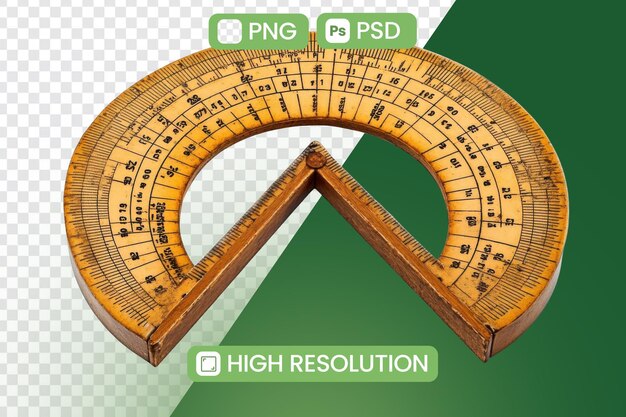 Wooden Protractor Measures Angles with Precision Accuracy Measurement Tool for Geometry Drafting or Engineering Projects