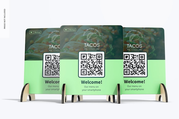 PSD wooden qr menus mockup