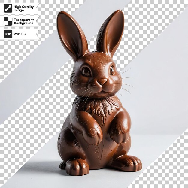 PSD a wooden rabbit figurine with a picture of a rabbit on it