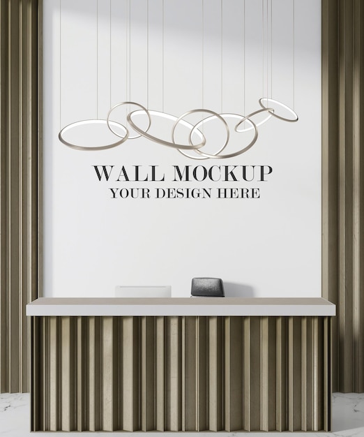 Wooden reception wall mockup