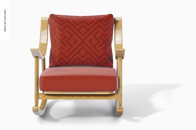 Wooden rocking chair mockup, front view