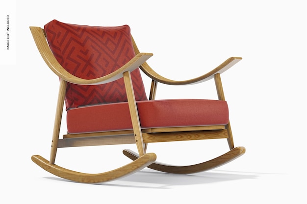 Wooden rocking chair mockup, left view