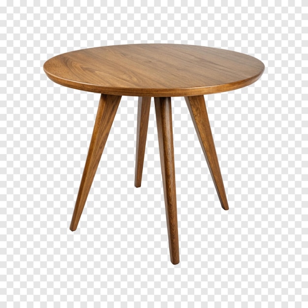 Wooden Round Table with Tripod Legs isolated on Transparent White Background