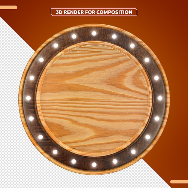 Wooden round tray with led lights rim perfect for product placement or decoration