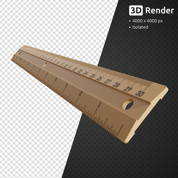 Wooden ruler isolated