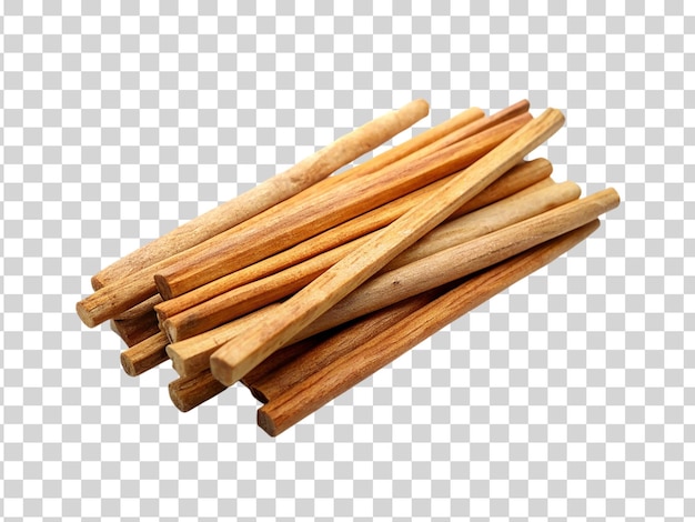 Wooden sandalwood sticks isolated on transparent background