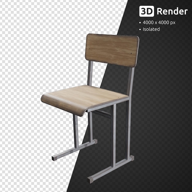 PSD wooden school chair isolated