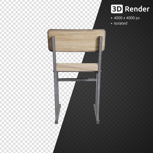 Wooden school chair isolated