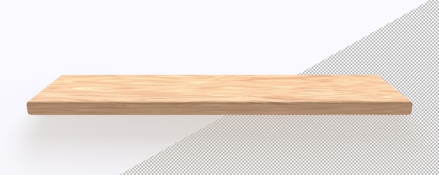 Wooden shelf furniture panel or surface of desk realistic mockup of brown timber plank isolated on white background wood tabletop sheet of natural material interior design element 3d illustration