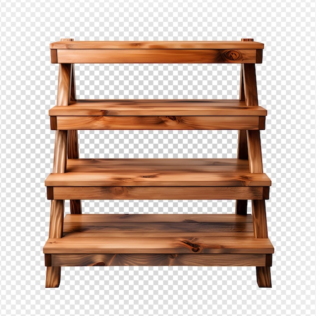 PSD wooden shelf isolated on transparent background wood rack png generative ai