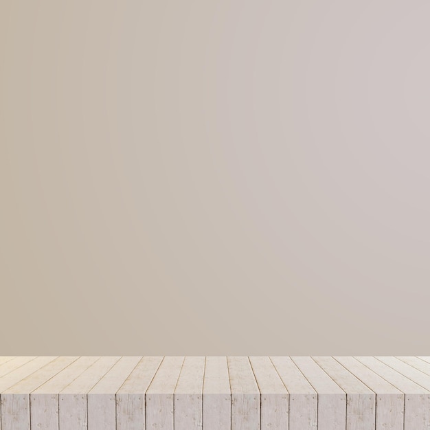 a wooden shelf with a gray background and a white wall behind it
