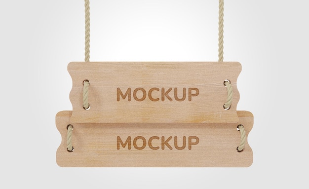 Wooden Sign Board PSD Mockup met doorzichtige achtergrond