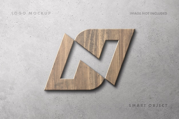 PSD wooden sign logo mockup on concrete wall