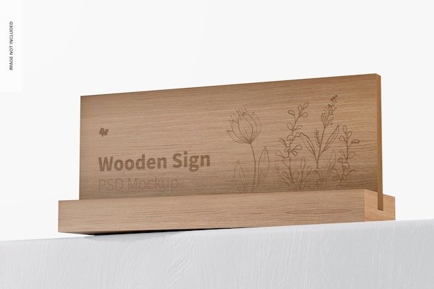 Wooden sign mockup, low angle view