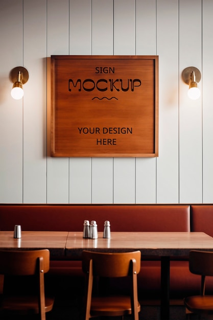 Wooden sign mockup on a wall