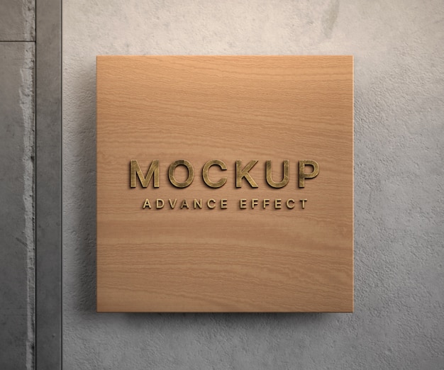 PSD wooden sign on a wall mockup