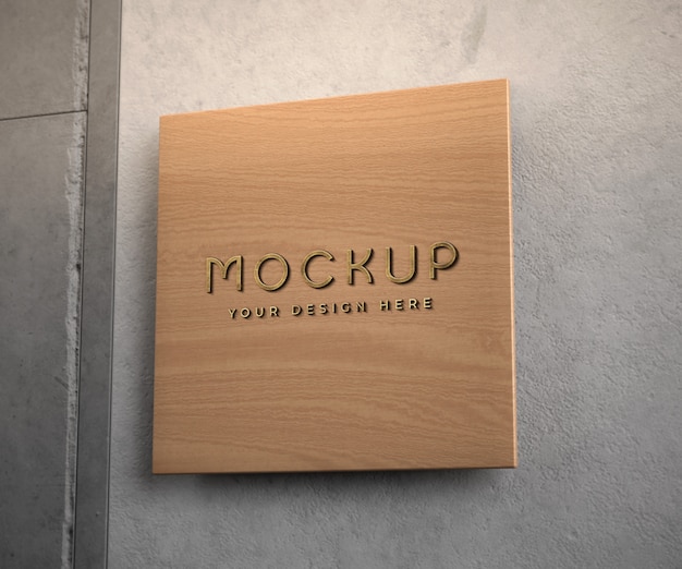 PSD wooden sign on a wall mockup