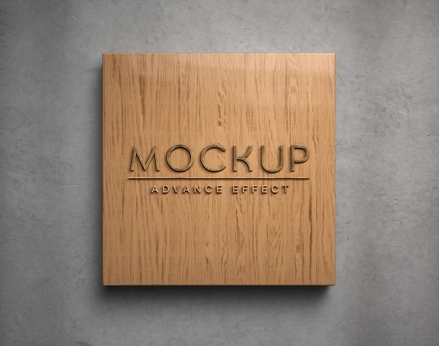 Wooden sign on a wall mockup