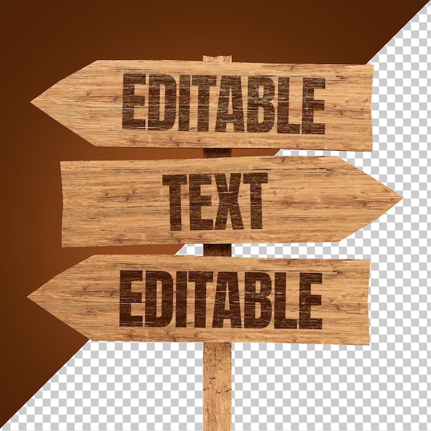 PSD wooden sign with editable texts 2