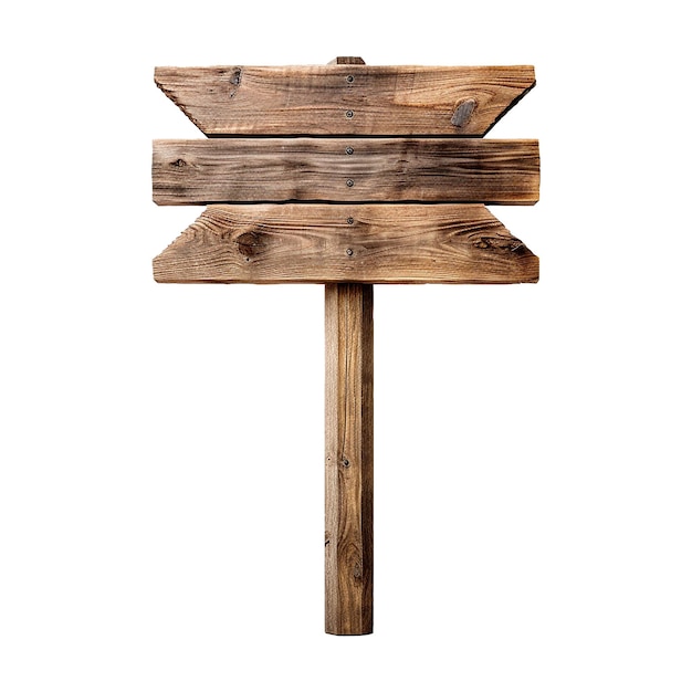 Wooden Signage Board Isolated on Transparent Background