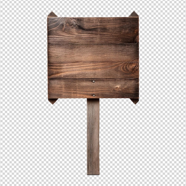wooden signage board isolated on transparent background
