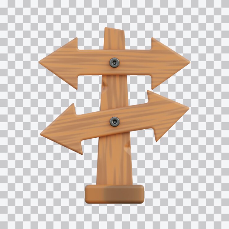 PSD wooden signboard arrow 3d-illustratie