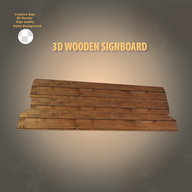 A wooden signboard is shown with the title 3d wooden signboard.