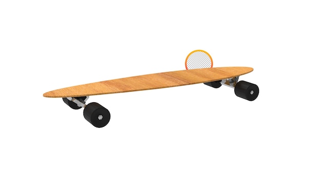 Wooden skateboard transparent 3d render