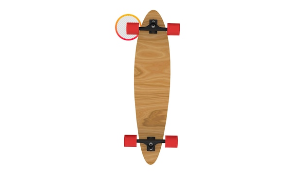 PSD rendering 3d trasparente di skateboard in legno