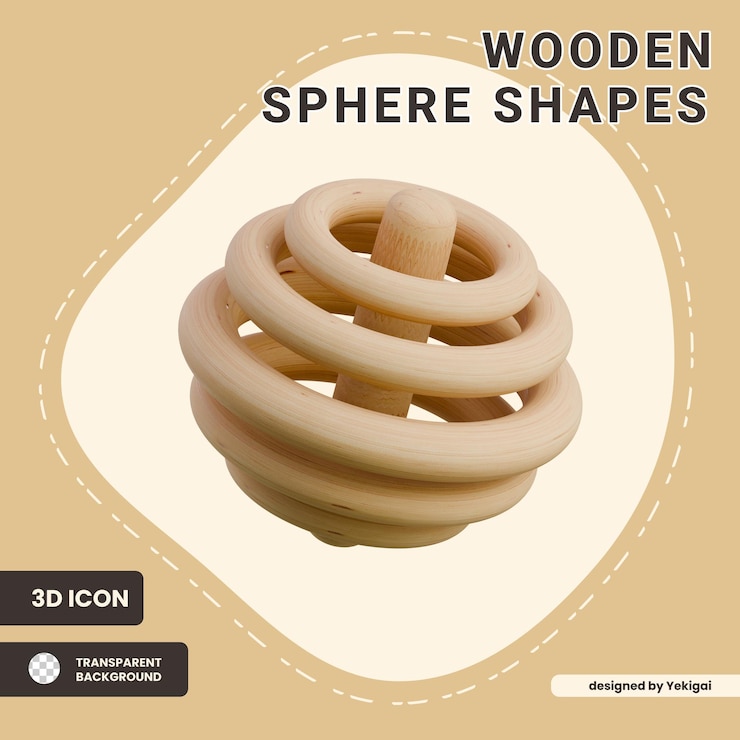 PSD wooden spiral sphere toy