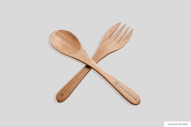 PSD wooden spoon and fork mockup