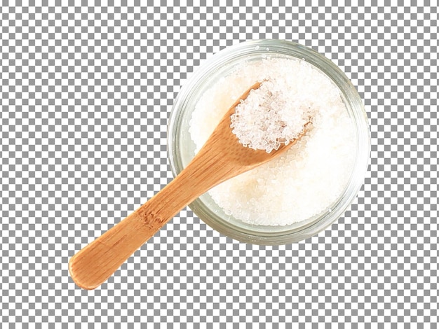 PSD a wooden spoon in a salt bowl with transparent background