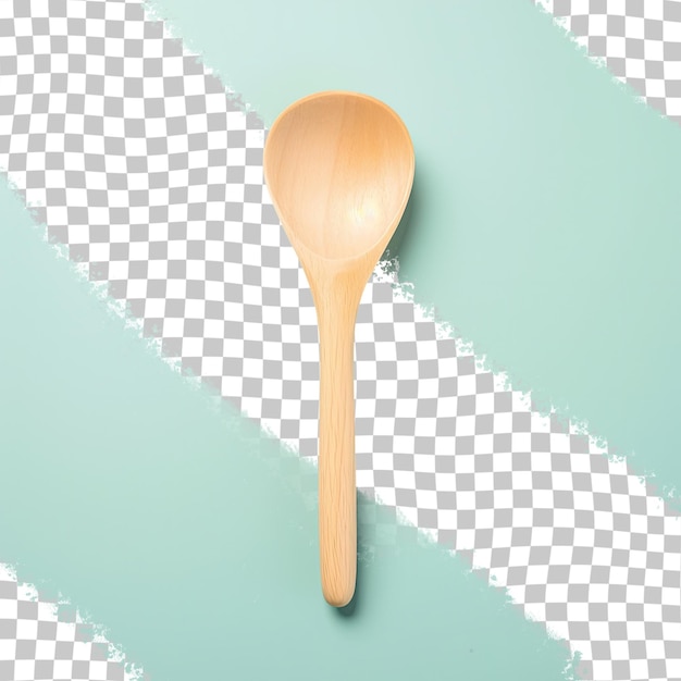 wooden spoon seen from above against transparent background