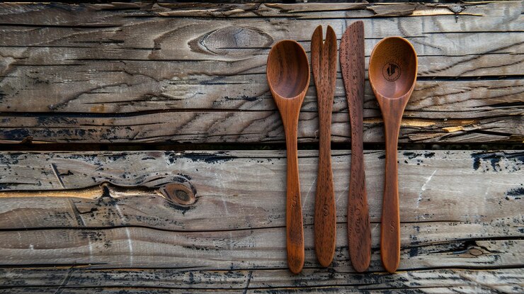 PSD a wooden spoon and spoon are next to a wooden spoon