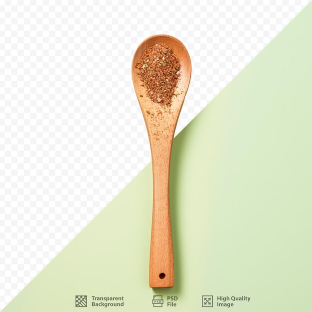 PSD a wooden spoon with a brown spoon with spices on it