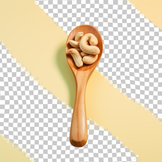 PSD a wooden spoon with a bunch of oats on it