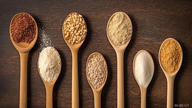 wooden spoons of various gluten free generative ai