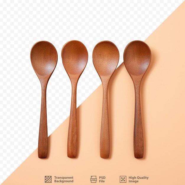 PSD wooden spoons with wooden spoons on a transparent background.