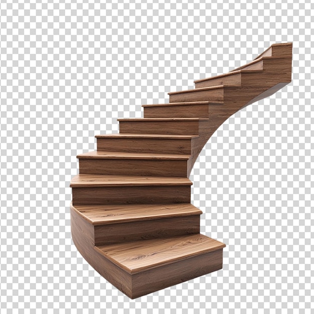 wooden staircase isolated on transparent background
