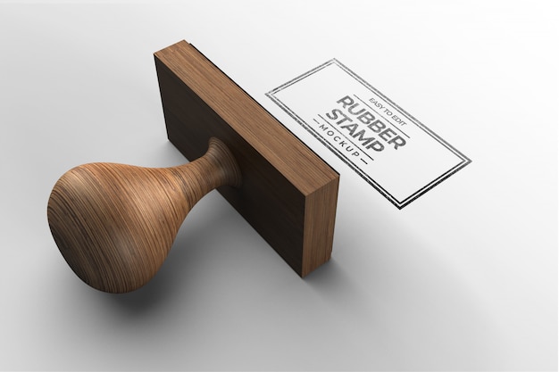 Wooden stamp logo mockup template