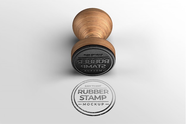 PSD wooden stamp logo mockup