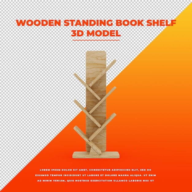 PSD wooden standing book shelf